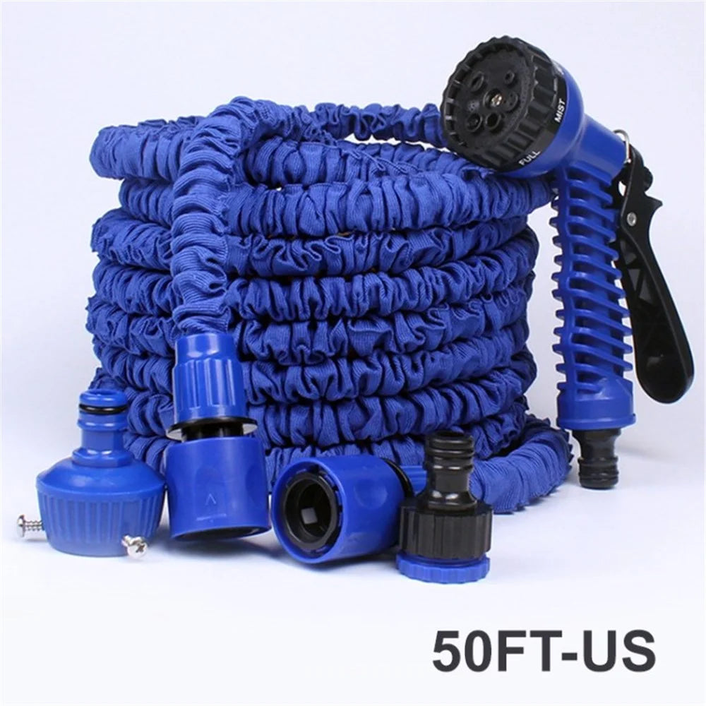 Lightweight Flexible Garden Hose with 7 Spray Ways Retractable Expandable Water Pipe - 50ft / US Plug - 1