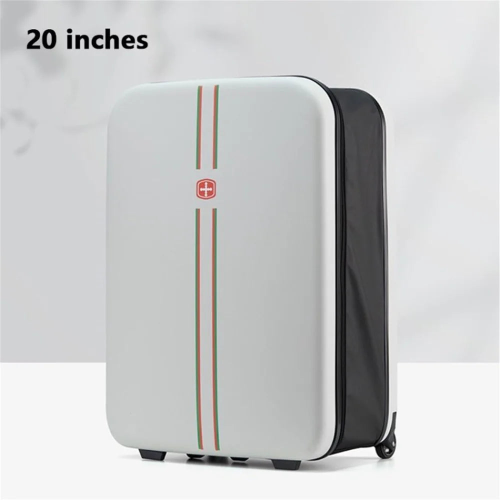 SCHREISS Foldable Suitcase Luggage 35L Rolling Travel Bag for Business Trip Travel - White / 20-inch - 1