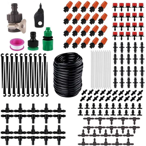 20m 186Pcs Drip Irrigation Kit Automatic Patio Misting Plant Watering System for Garden Greenhouse - 1