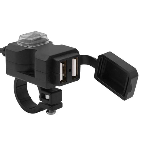 CS-665A1 Motorcycle Handlebar Phone Charger 9-24V Dual USB Adapter Waterproof Power Socket - 1