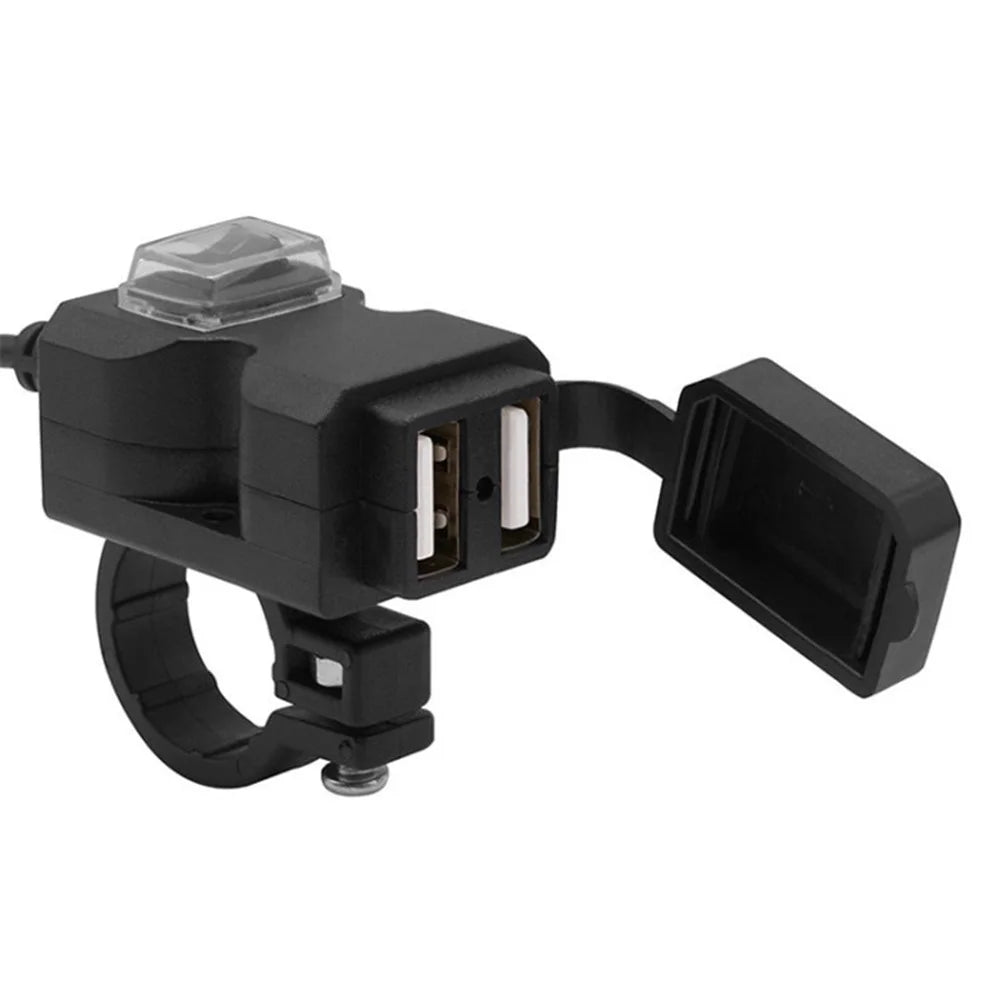 CS-665A1 Motorcycle Handlebar Phone Charger 9-24V Dual USB Adapter Waterproof Power Socket - 1