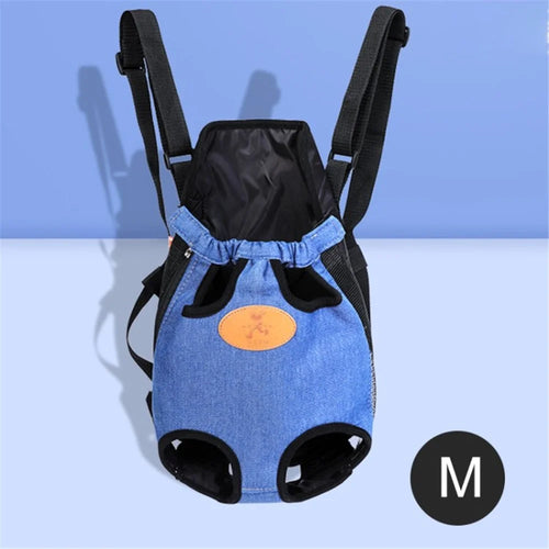 Pet Carrier Backpack Adjustable Pet Front Cat Dog Carrier Legs Out Travel Bag - Blue / M - 1