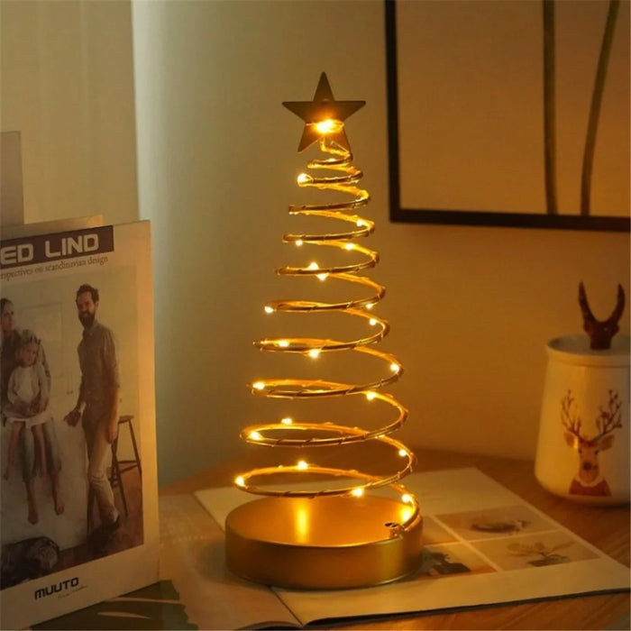 LED Christmas Spiral Light Star Light Iron Ornament Holiday Decoration Lamp - Warm White - 1