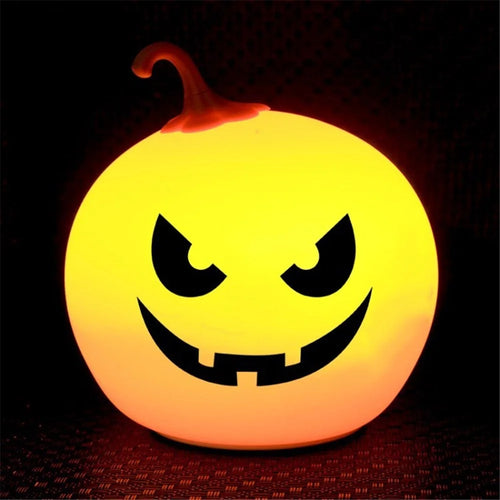 Halloween Pumpkin Table Lamp Silicone Portable Jack O Lantern for Halloween Party Bar - Orange - 1