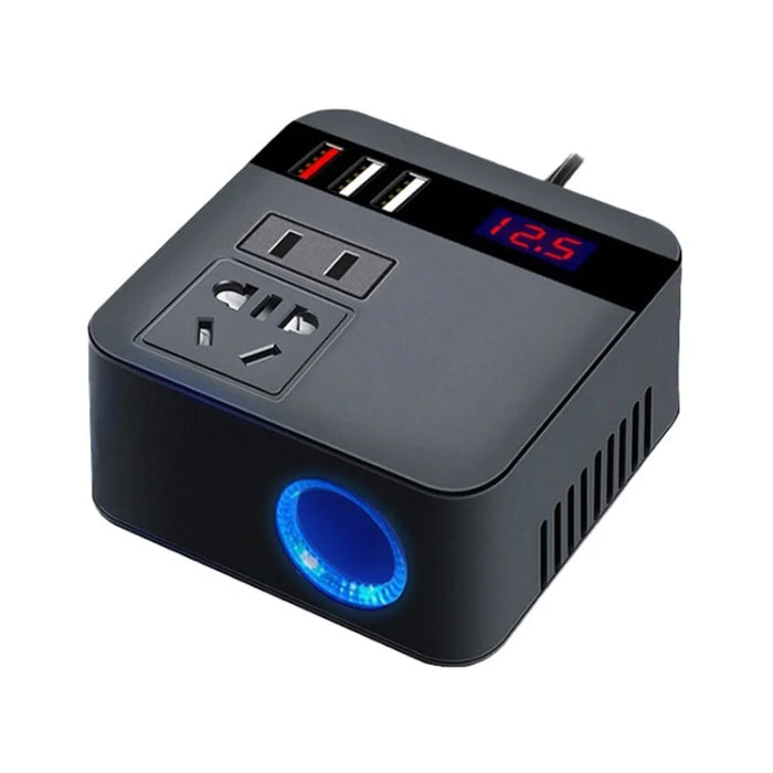 DC 12V / 24V 150W Car Power Inverter DC Socket QC 3.0 USB Phone Charger Tablet Adapter - Black - 1