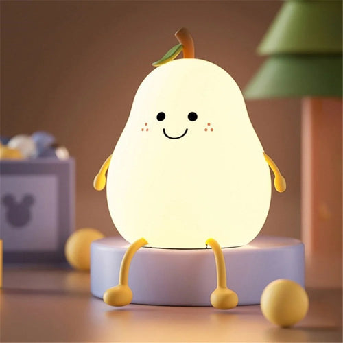 Cute Pear Night Light with Timer Dimmable Kids Nursery Pear Lamps USB Rechargeable Night Lamp for Bedroom - 1
