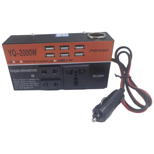 2000W Universal Car Power Inverter 12V 24V DC to 220V AC USB Car Phone Charger Multi-Port Vehicle Inverter - 1