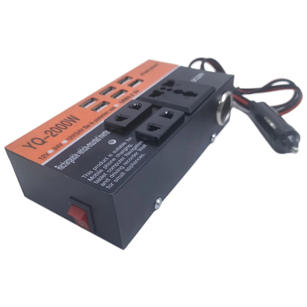 2000W Universal Car Power Inverter 12V 24V DC to 220V AC USB Car Phone Charger Multi-Port Vehicle Inverter - 4