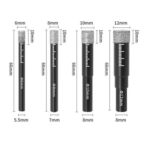 5-12mm Diamond Drill Bit Set for Marble Granite Ceramic Glass Tile Stone - 6-8-10-12 mm - 1