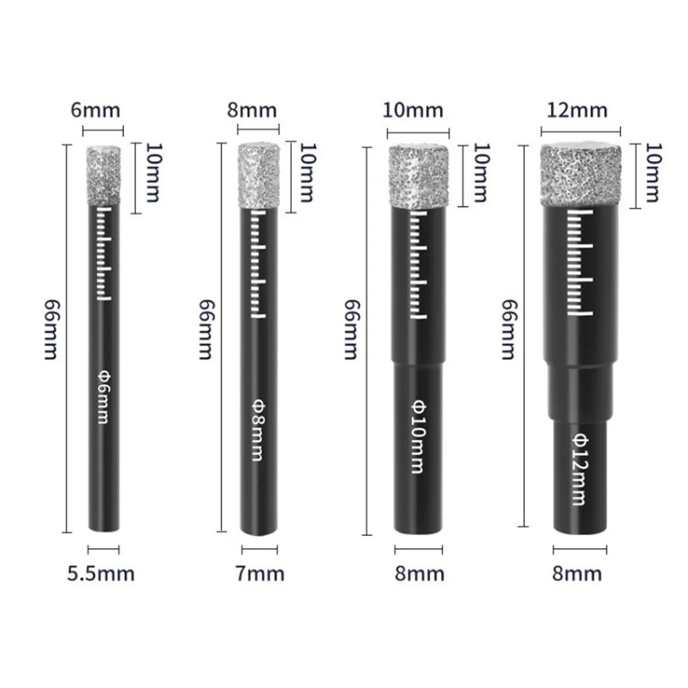 5-12mm Diamond Drill Bit Set for Marble Granite Ceramic Glass Tile Stone - 6-8-10-12 mm - 1
