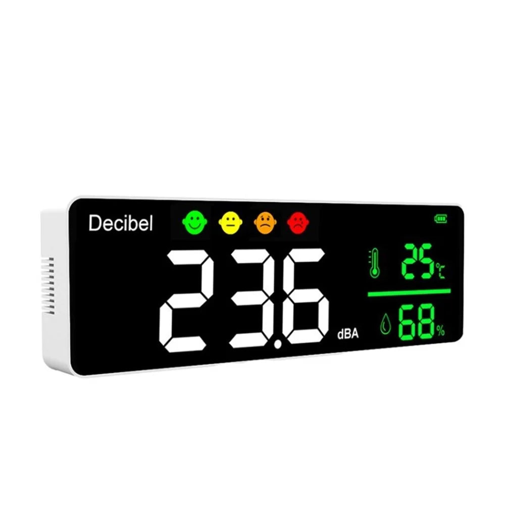 DM1306D Smart Sound Level Meter 30-130dB LCD Display Wall Hanging Noise Detector Temperature Humidity Monitor - 1