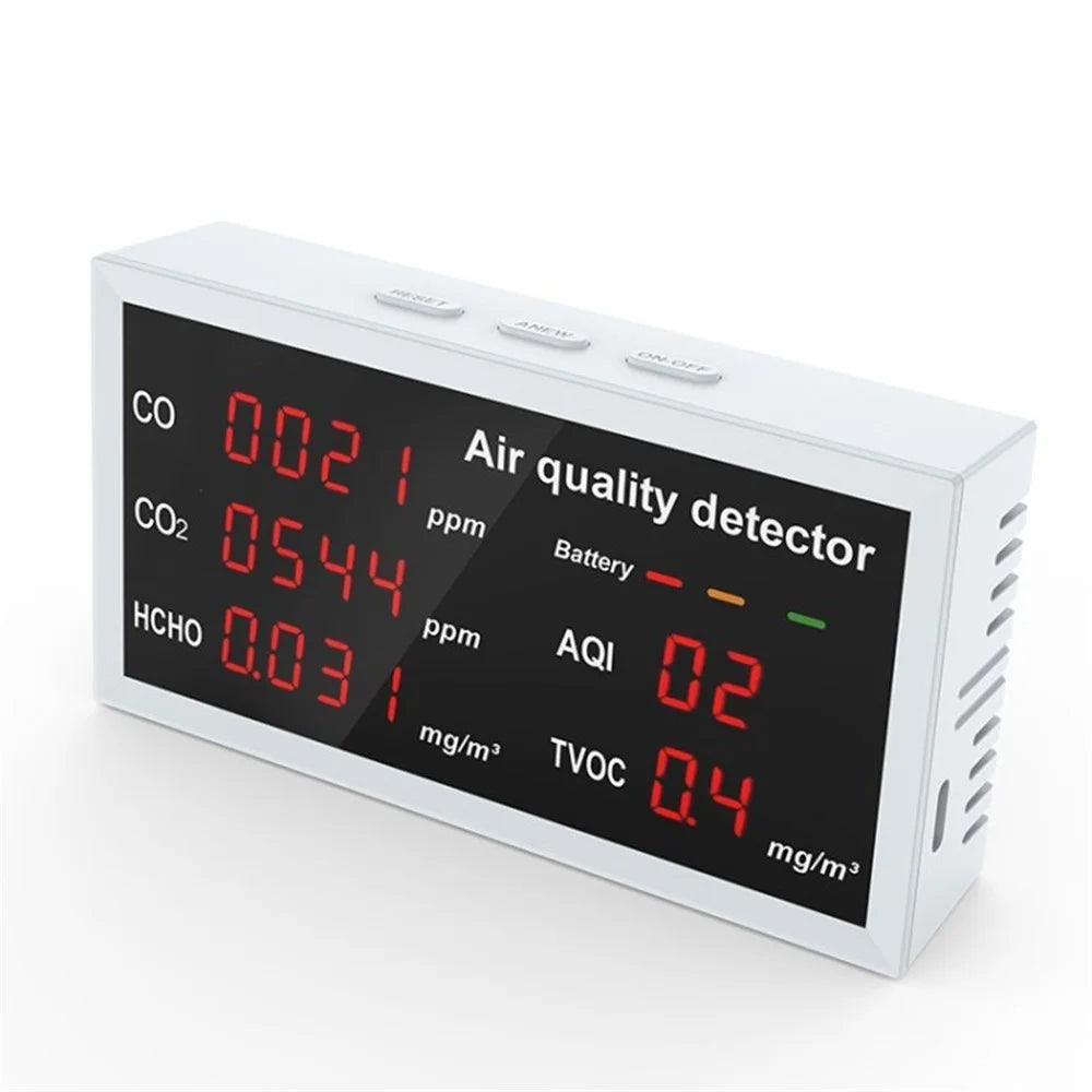 Air Quality Sensor Detector 5-in-1 Multifunctional CO CO2 Monitor HCHO TVOC AQI Tester Meter for Indoor Outdoor Office -  W17 A - 1