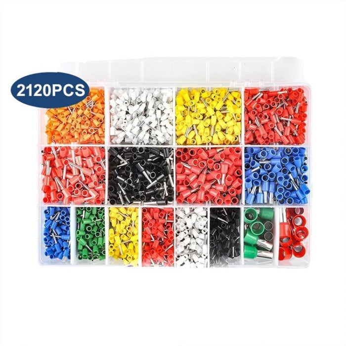 2120Pcs HSC8 6-4A Ferrules Terminal Crimp Connector Insulated Cord Pin End Set - Copper - 1