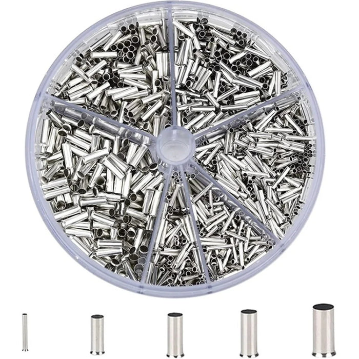 1900Pcs Uninsulated Wire Ferrules Butt Connectors Cord End for Electrical Projects 0.5 / 0.75 / 1.0 / 1.5 / 2.5 Square Millimeter - 1