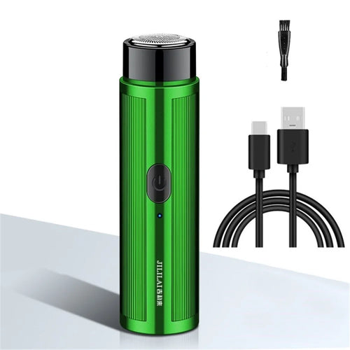 JILILAI Mini Men's Electric Shaver Rechargeable Rotary Automatic Razor Face Trimmer - Green - 1