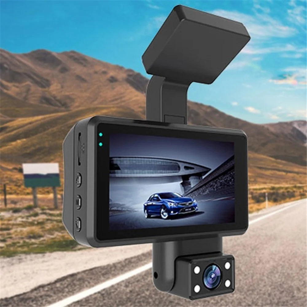 YC-868 HD 1080P Car DVR Camera Video Dual Lens Driving Recorder 24H Parking DVR Night Vision Dish Camera - 3 inch Front + Internal - 1