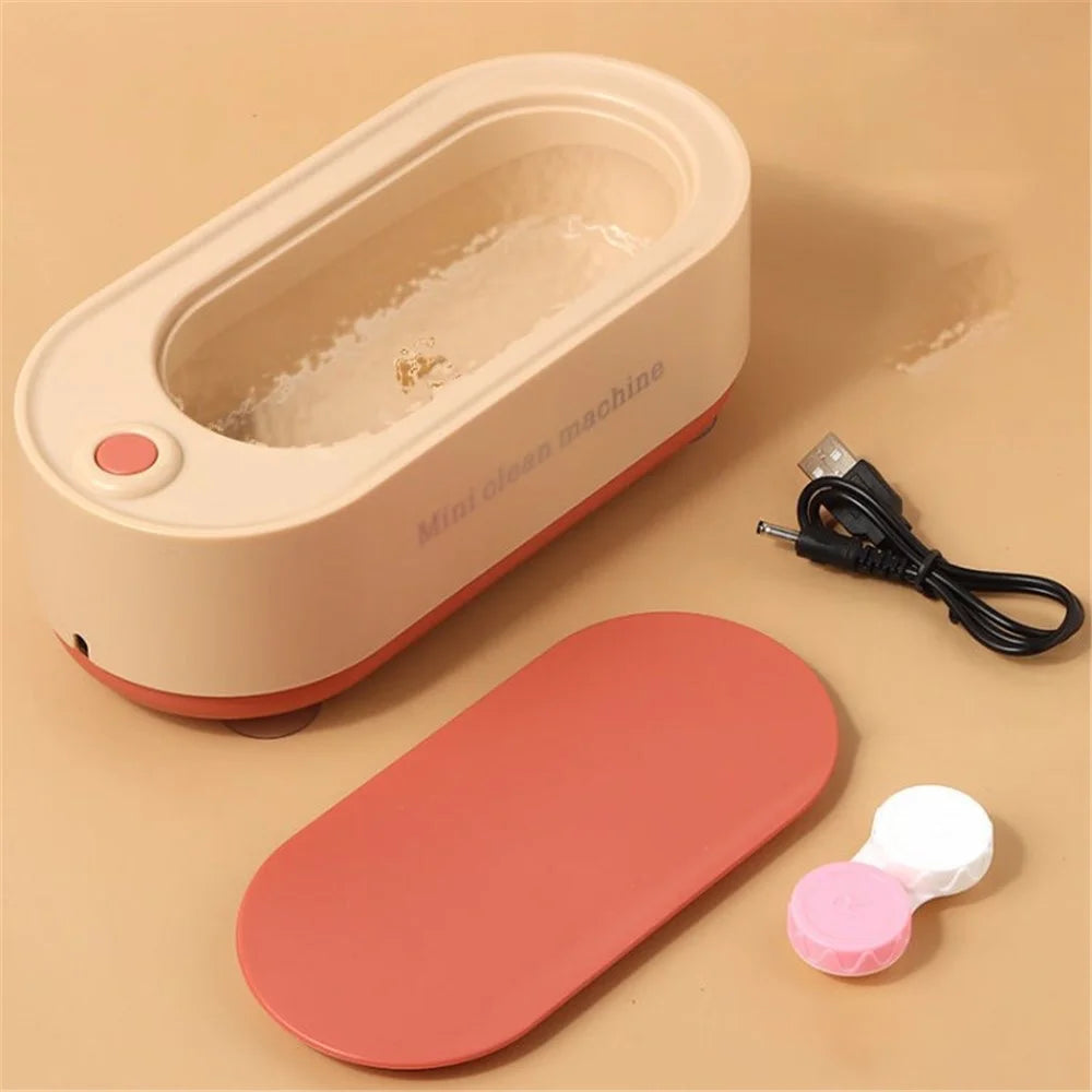 Ultrasonic Cleaning Washing Machine Wash Cleaner for Jewelry Watches Glasses Dental - Pink - 1