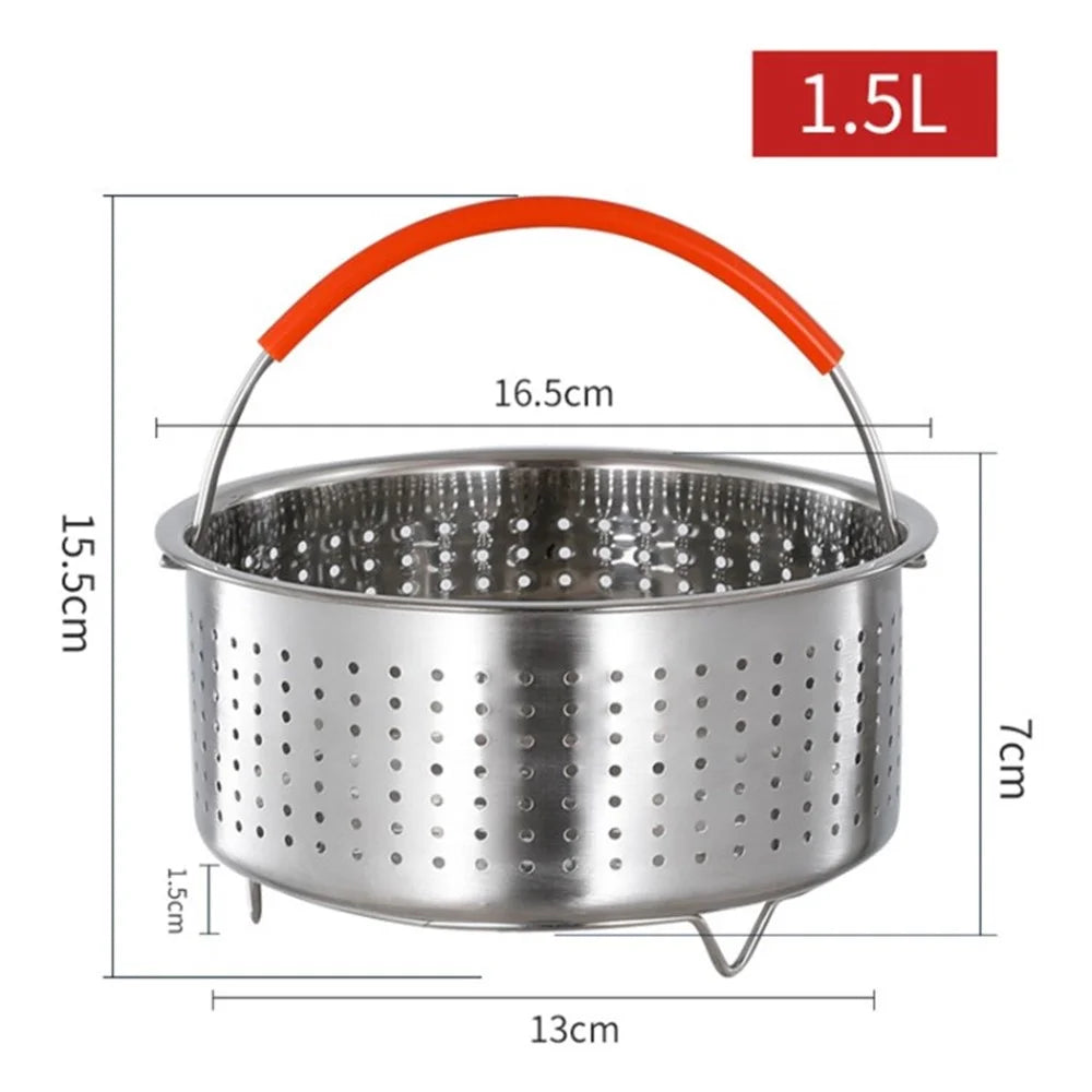 Steamer Basket Instant Pot Pressure Cooker Liner for Steaming Rice Veges Fruits Eggs (FDA Certified) - 1.5L - 1