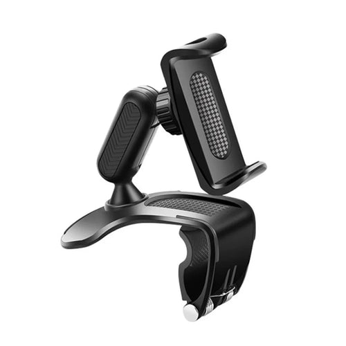 202-D Car Phone Holder Car Dashboard HUD Clip Phone Mount Sun Visor Rearview Mirror Mobile Phone Stand - Black - 1