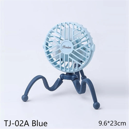 Stroller Fan 500mAh Battery Operated Flexible Tripod Clip On Fan 3 Speeds Handheld Personal Fan for Car Seat Crib Bike - TJ-02A / Blue - 1