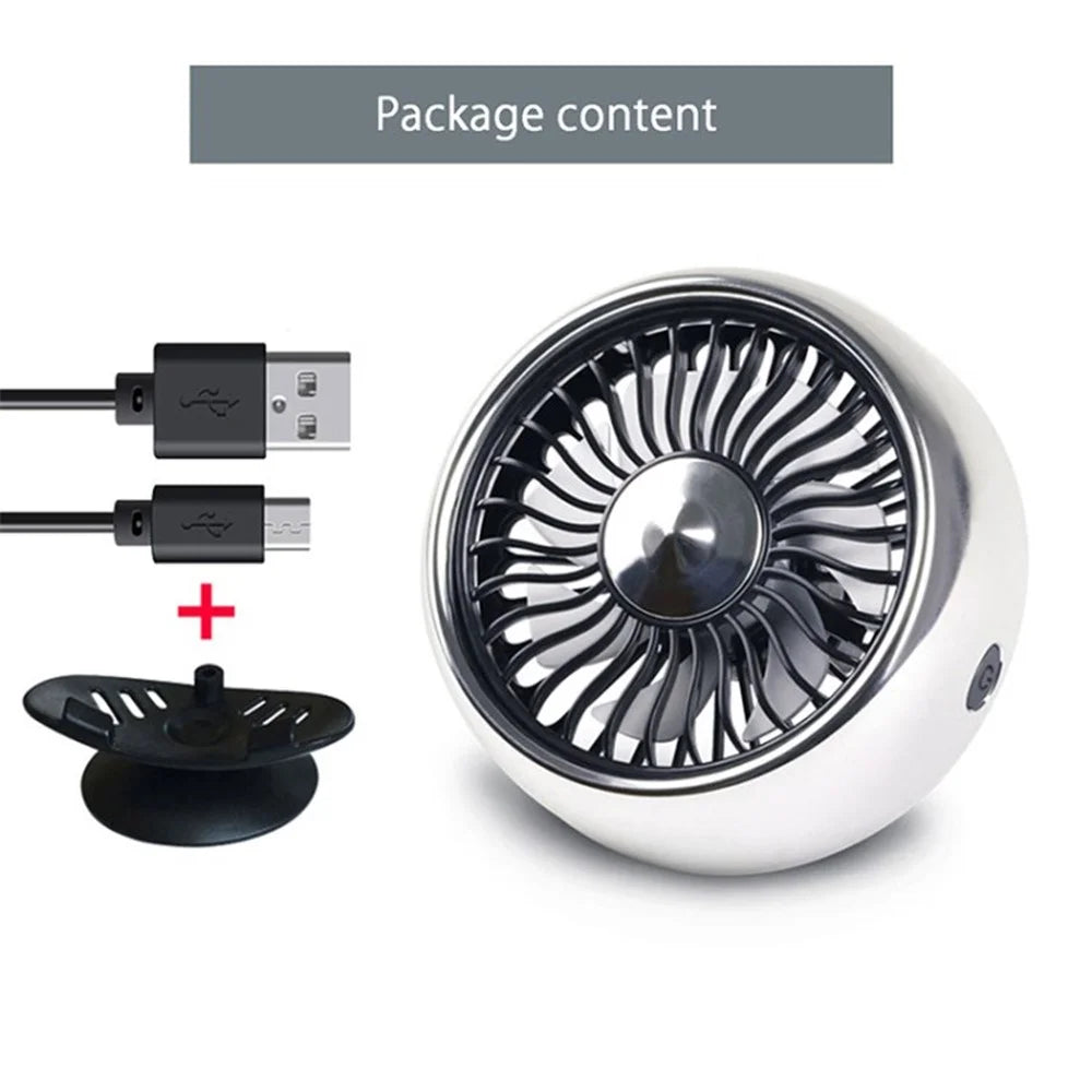 12V 24V Car Cooling Fan Travel Camping Fan 360-degree Rotatable USB Powered Vehicle Fan for Car Truck RV SUV Cooling - White - 1