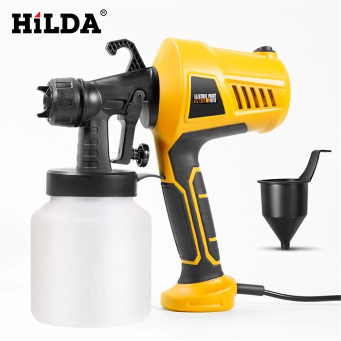 HILDA Paint Sprayer 500W Electric Automatic Spray Gun High Power Tools with Detachable Tank - Yellow / US Plug - 1