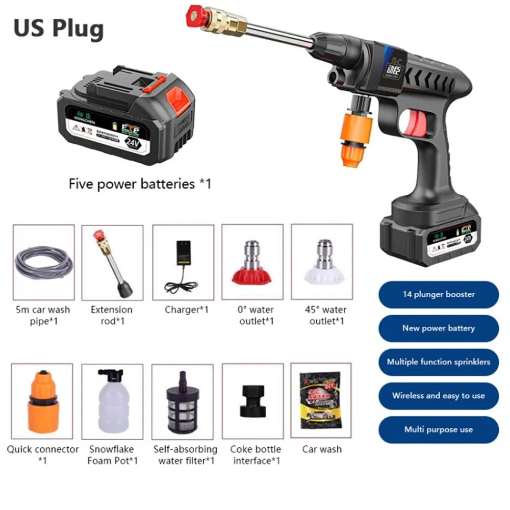 DONGCHEN 300W Cleaner Set Cordless Car Washing Machine Lithium Battery Washer Foam Generator for Outdoor Window Cleaning - US Plug - 1
