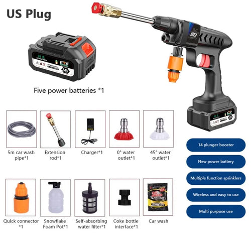 DONGCHEN 300W Cleaner Set Cordless Car Washing Machine Lithium Battery Washer Foam Generator for Outdoor Window Cleaning - US Plug - 1