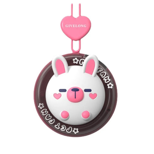 GIVELONG Portable Hanging Neck Fan Wearable Personal Fan 1200mAh Battery Operated USB Rechargeable Desktop Fan - White - 1