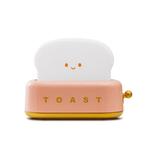 BD-NL-16 Cute Bread Toast Lamp Rechargeable Small Lamp Night Light for Bedroom, Bedside, Living Room, Dining, Desk Decorations - Pink - 1