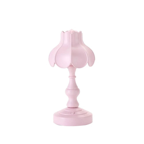Retro Lotus Leaf Shape Bedroom Table Lamp 3 Lighting Modes Mini Dormitory Lamp - Pink - 1