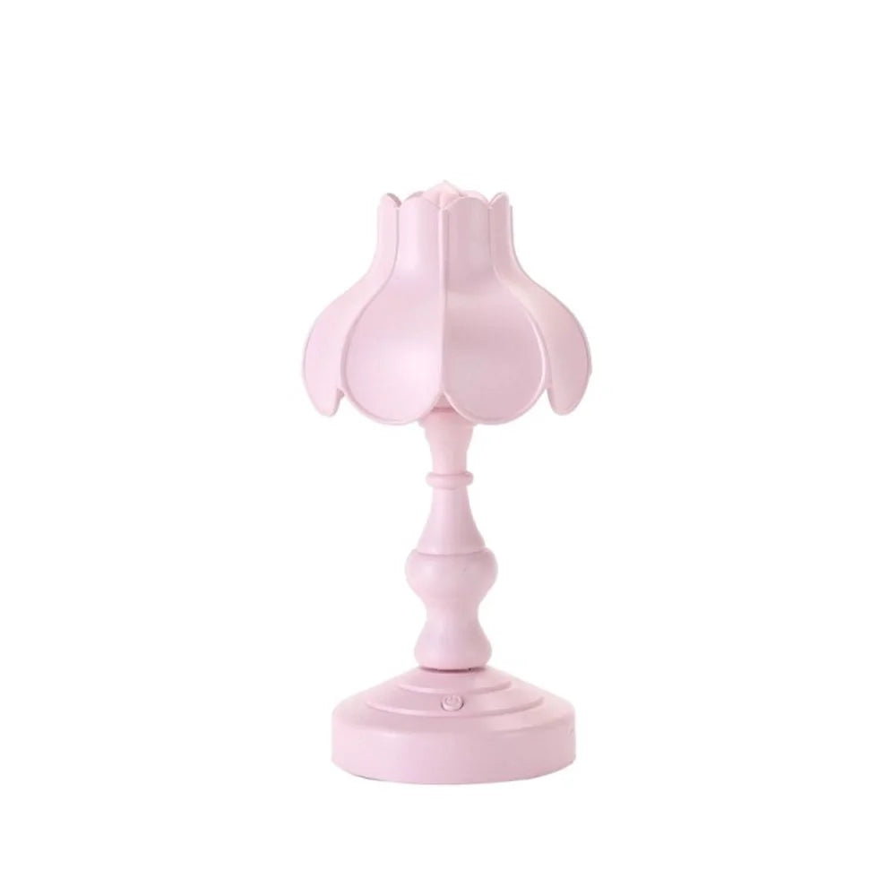 Retro Lotus Leaf Shape Bedroom Table Lamp 3 Lighting Modes Mini Dormitory Lamp - Pink - 1
