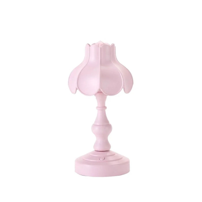 Retro Lotus Leaf Shape Bedroom Table Lamp 3 Lighting Modes Mini Dormitory Lamp - Pink - 1