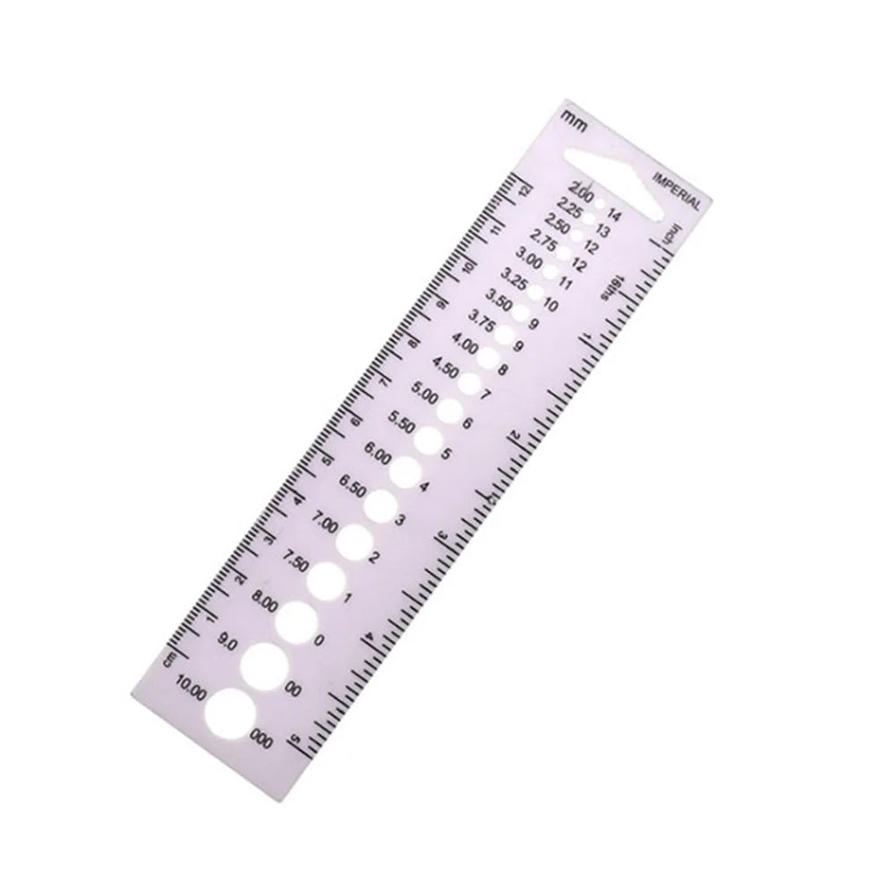 AC183 Knitting Needle Ruler Inch Gauge US mm 2.0-10.0mm Ruler Tailor Sewing Tool - C12 White - 1