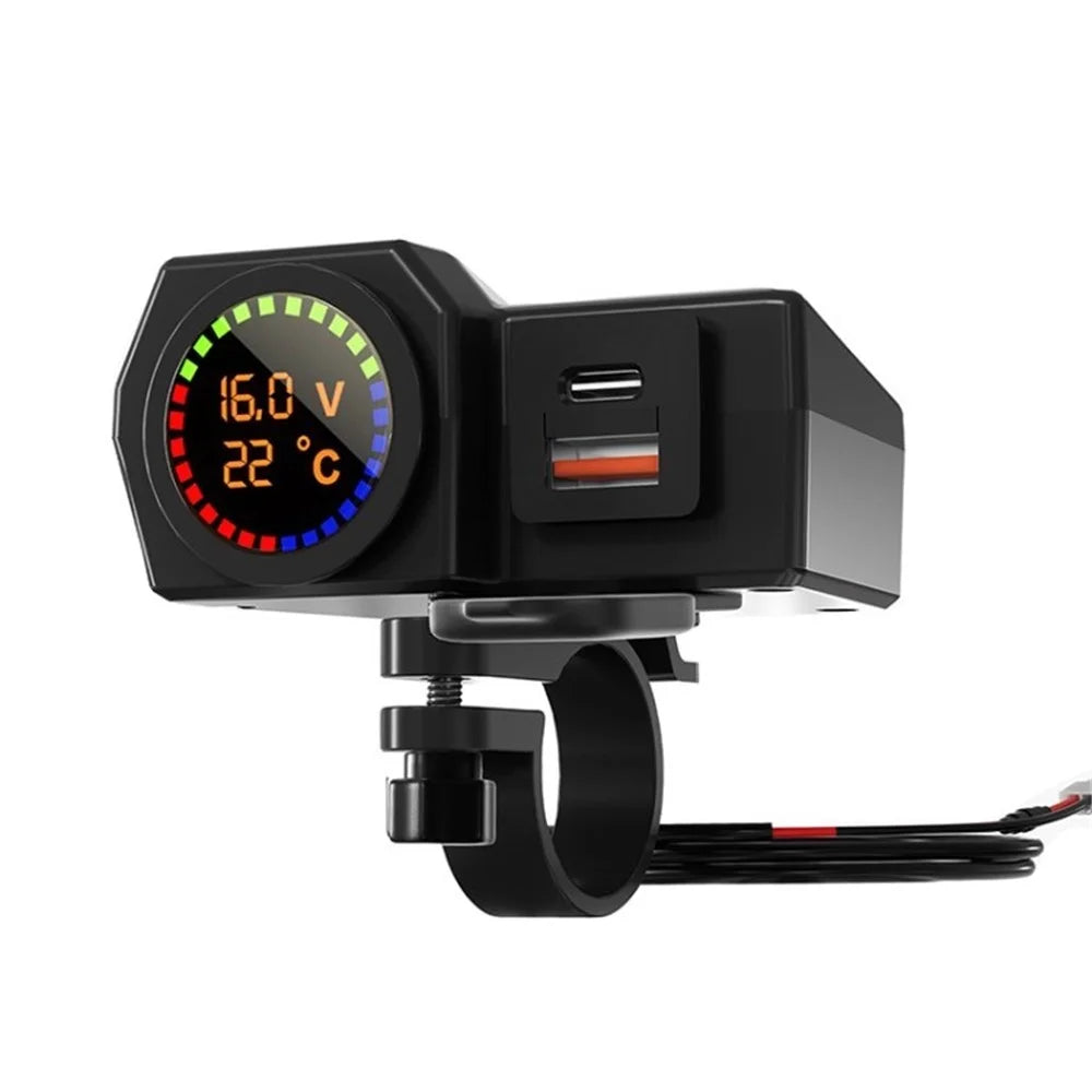 CS-1747A2 PD+USB Charging Motorcycle Phone Charger Voltage Meter Bike Phone Adapter - 1