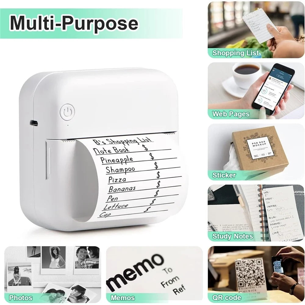 C15 Mini Thermal Printer Mobile Bluetooth-Compatible Label Printer Smart Photo Printer - A Set / Blue - 5