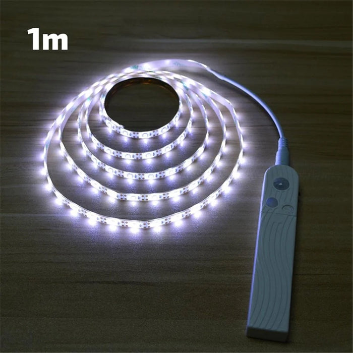 USB LED Strip Light Bed Stairs Wardrobe Lamp Tape with Motion Sensor for Bedroom Closet Stairs TV Backlight - White Light / 1m - 1