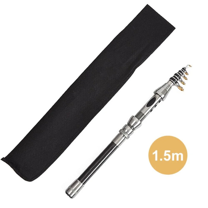 LEO 27593 Mini Telescopic Fishing Rod Carbon Fiber Fishing Pole for Travel Saltwater Freshwater Fishing - 1.5m - 1
