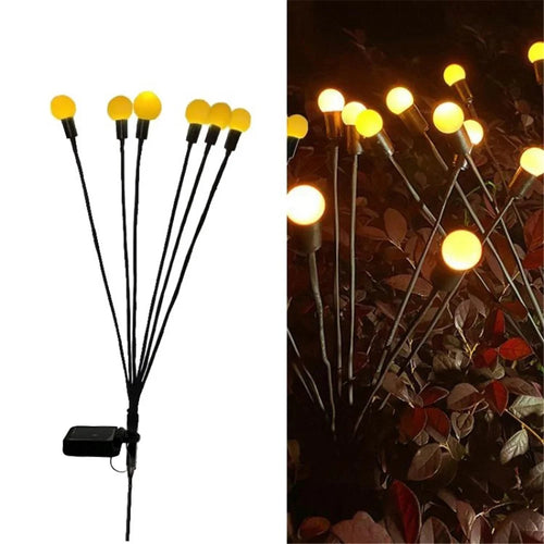 Solar Firefly Light Outdoor Waterproof Starburst Swaying Garden Light Party Decorative Light for Yard Garden Pathway - Warm White Light / 6-Bulb - 1