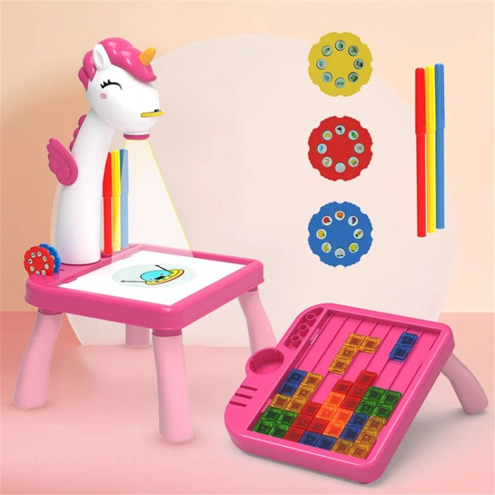 Erasable Doodle Board with Projection Lamp Drawing Learning Tool Kids Educational Toys Birthday Christmas Gifts - Red - 1