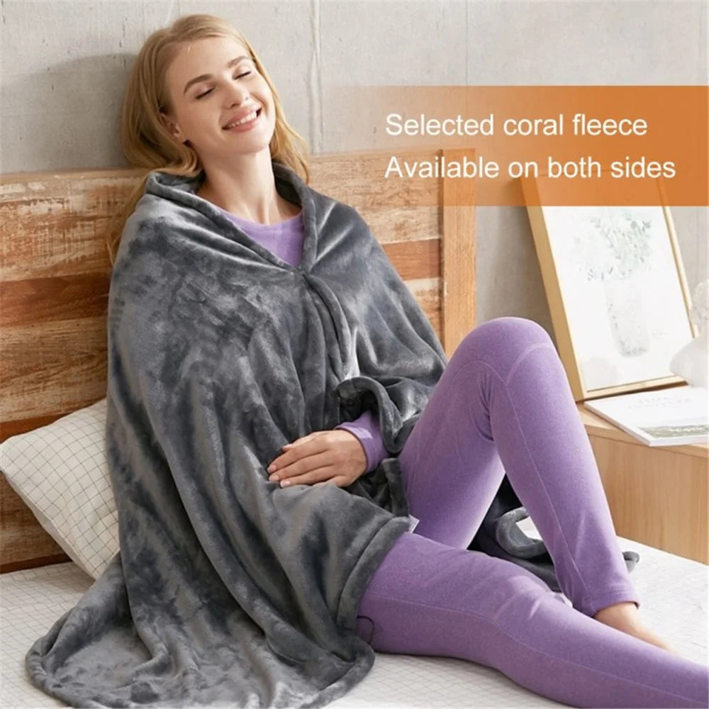 Heated Blanket Soft Comfortable Fast Heating Electric Blanket Throw with 3 Heating Settings - Grey - 1
