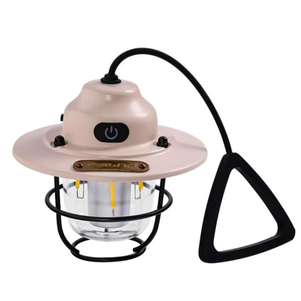 Retro Hanging Horse Light Outdoor Camping Tent Lamp USB Rechargeable Light - Beige - 1