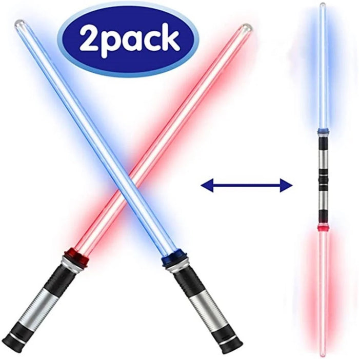 2Pcs Performing Light Up Sword 2-in-1 Collapsable Light Up Medieval Toy for Lightsaber Star Wars Fighters Warriors - 1