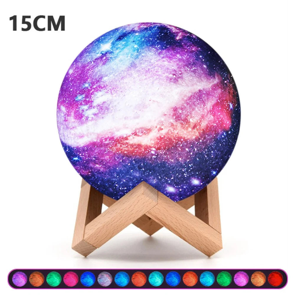 Remote Control 16 Colors 3D PLA Starry Sky LED Moon Lamp USB Rechargeable Moon Light for Birthday Gift - 15cm - 1