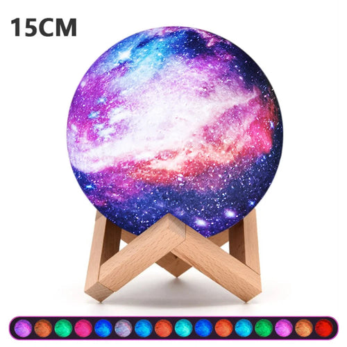 Remote Control 16 Colors 3D PLA Starry Sky LED Moon Lamp USB Rechargeable Moon Light for Birthday Gift - 15cm - 1