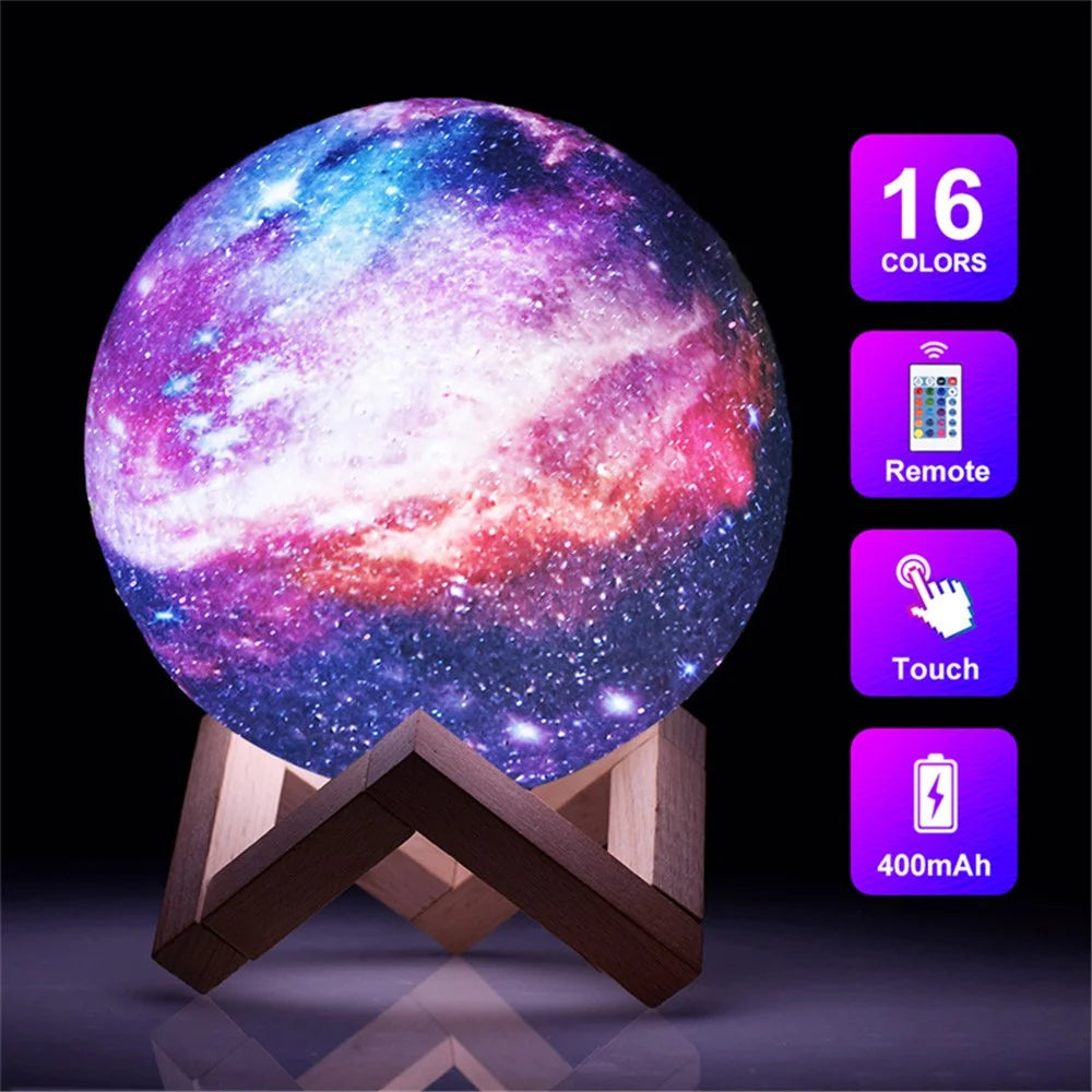 Remote Control 16 Colors 3D PLA Starry Sky LED Moon Lamp USB Rechargeable Moon Light for Birthday Gift - 15cm - 2