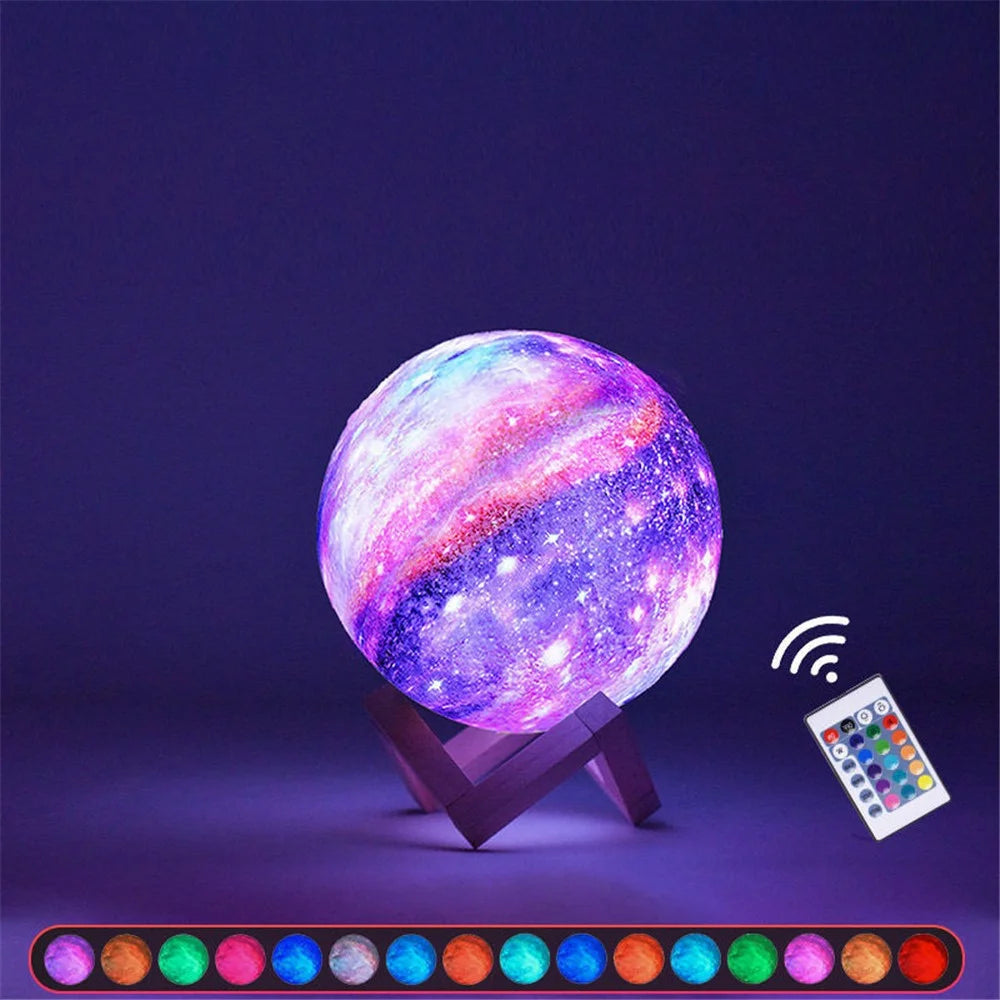 Remote Control 16 Colors 3D PLA Starry Sky LED Moon Lamp USB Rechargeable Moon Light for Birthday Gift - 15cm - 4