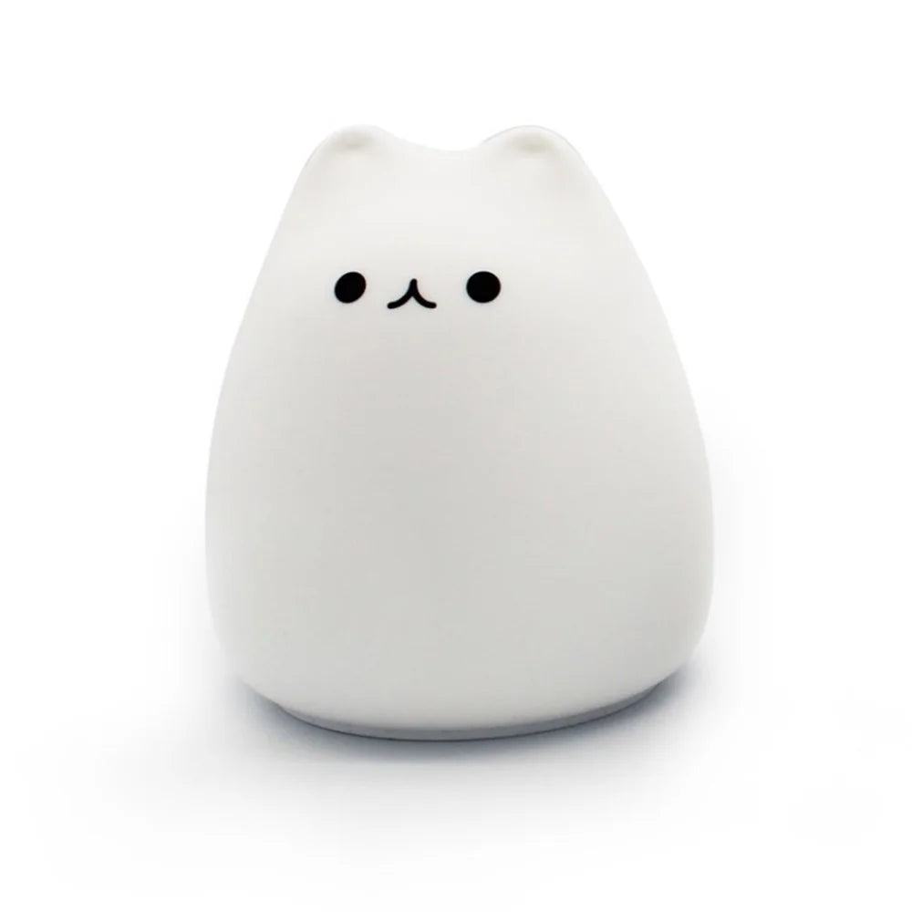 LED Cat Silicone Night Light Battery Powered Color Changing Children Bedroom Lamp Nursery Light - Smile Cat - 1