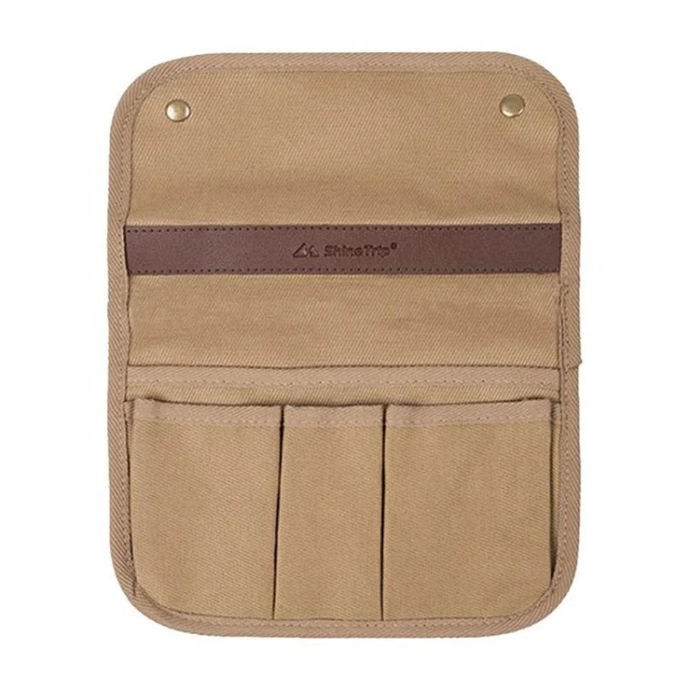 Outdoor Camping Chair Side Bag Pouch Chair Armrest Organizer Portable Storage Bag - Khaki - 1