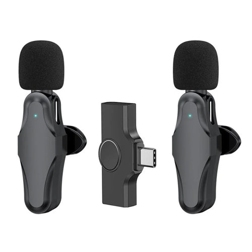 K10 2-in-1 2.4G Wireless Mic Lavalier Lapel Microphone Clip Mic for Interview Video Recording - Black / Type-C - 1